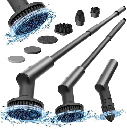 HOTO Cordless Electric Spin Scrubber, 6 Brush Heads, for Bathroom, Tile | IPX7 Full Body Waterproof Bathroom Cleaning Brush, Max 22 in-lb