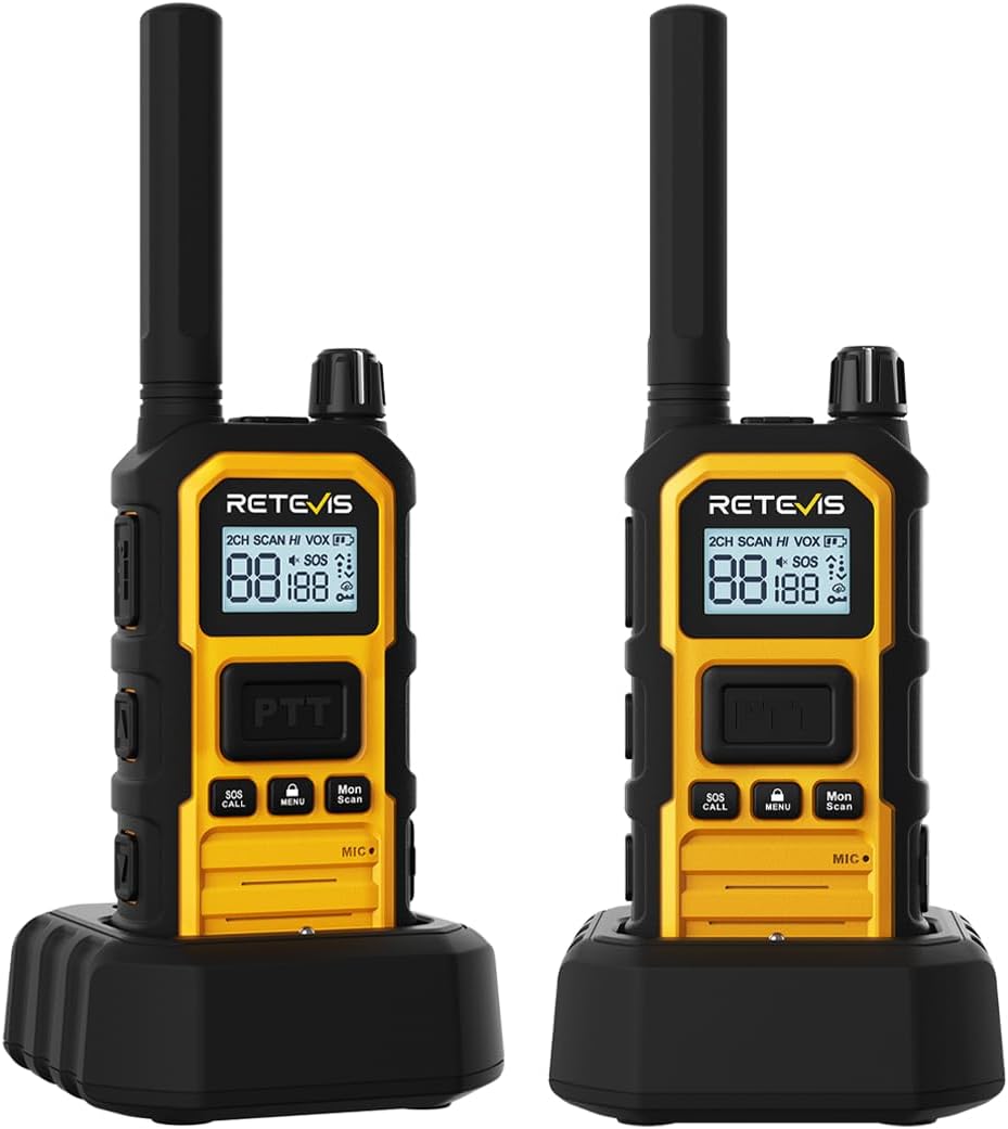 Retevis RB48PLUS GMRS Walkie Talkies Long Range,IP67 Waterproof 2 Way Radio | Repeater Capable, Dual PTT, Vibration Alert, NOAA, SOS, for Hurricane Preparedness, Emergency Communication, Outdoor, 2 Pack