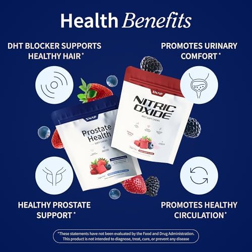 Snap Supplements Prostate Health + Nitric Oxide Bundle, 60 Soft Chews Each | Plant Sterols