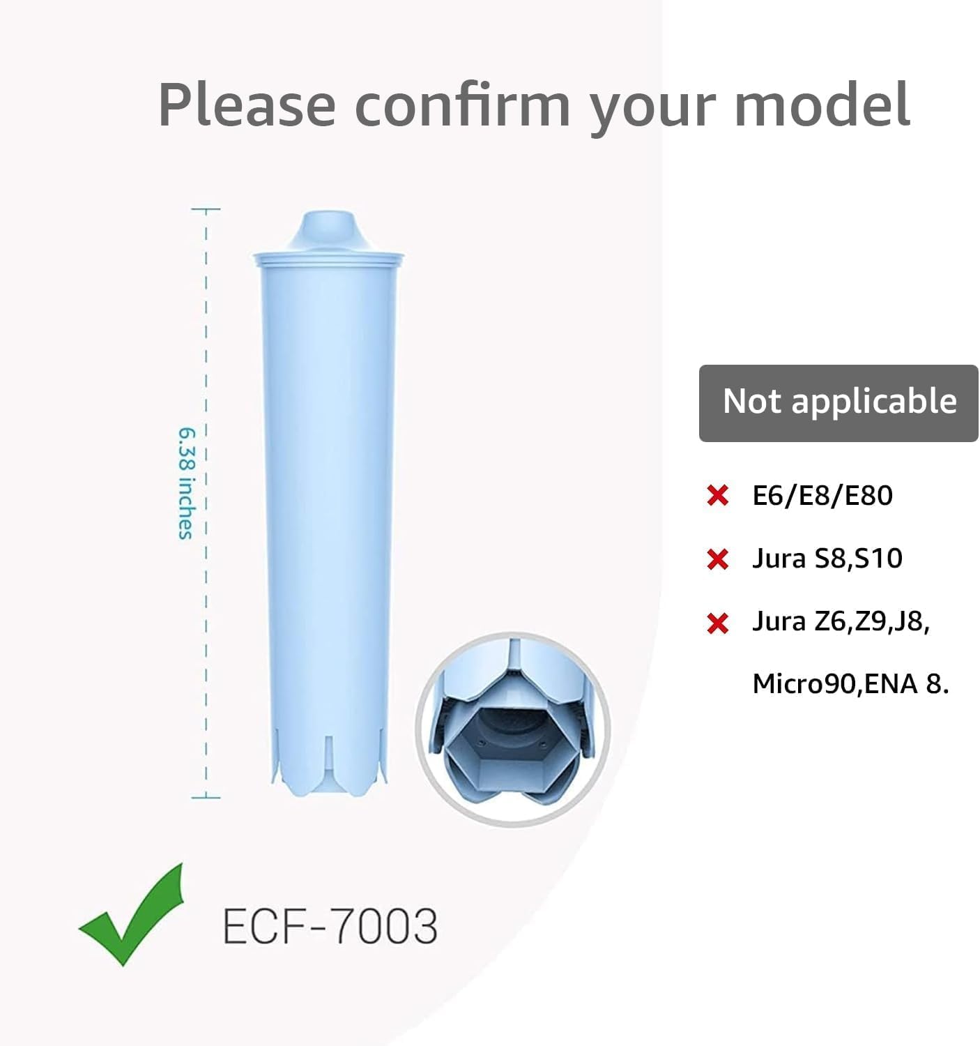 EcoAqua 7003B Coffee Filter Replacement for Jura® 71445/24229 Filter 6 Pack