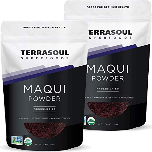 Terrasoul Superfoods Organic Maqui Berry Powder, 4 Oz, Freeze-Dried, Antioxidant-Rich Superfood for Smoothies, Desserts, and Immune Support