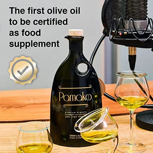 Pamako Ultra-Premium Monovarietal Mountain Organic Olive Oil | 500ml | 2023-4 Harvest | Cold Pressed Organic Evoo From Greece | 2039mg/kg
