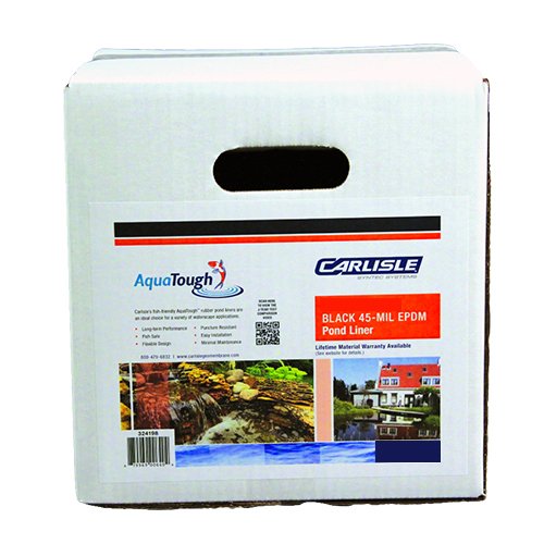 AquaTough 15 Feet x 15 Feet 45 Mil Pond and Water Garden Liner - Durable EPDM Rubber Easy to Install - Black - Koi Fish and Plant Friendly - Resists
