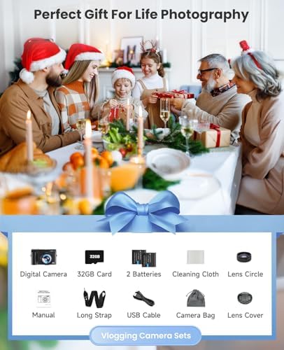4K Digital Camera for Photography, with WiFi, 180° Flip Screen, 32GB Card | 64MP, Autofocus, 30FPS Video, Flash, Anti-Shake, 16X Zoom