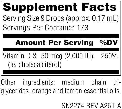 Source Naturals Vitamin D-3 Liquid Drops 2000 iu Supports Bone & Immune Health - 4 Fluid oz | Bioactive Form For Bone And Immune Health*