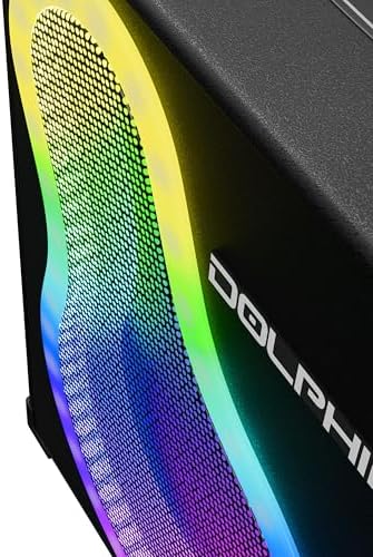 Dolphin Portable Bluetooth Party Speaker with Wired Microphone & Stand | WaveSync Pairing, LED Lights, USB, TF, FM Radio & AUX Inputs, Phone Holder