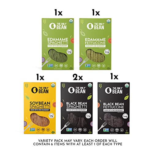 The Only Bean - Soy, Black Bean, and Edamame Spaghetti & Fettuccine - Gluten Free Pasta, Keto Low Carb Pasta Noodles, Protein Pasta