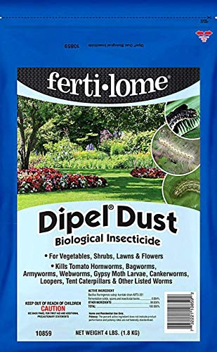 Fertilome (10859) Dipel Dust Biological Insecticide Bt, 4 lb | Bacillus thuringiensis (Bt) OMRI-eligible dust - Controls caterpillars & worms organically - Home gardeners