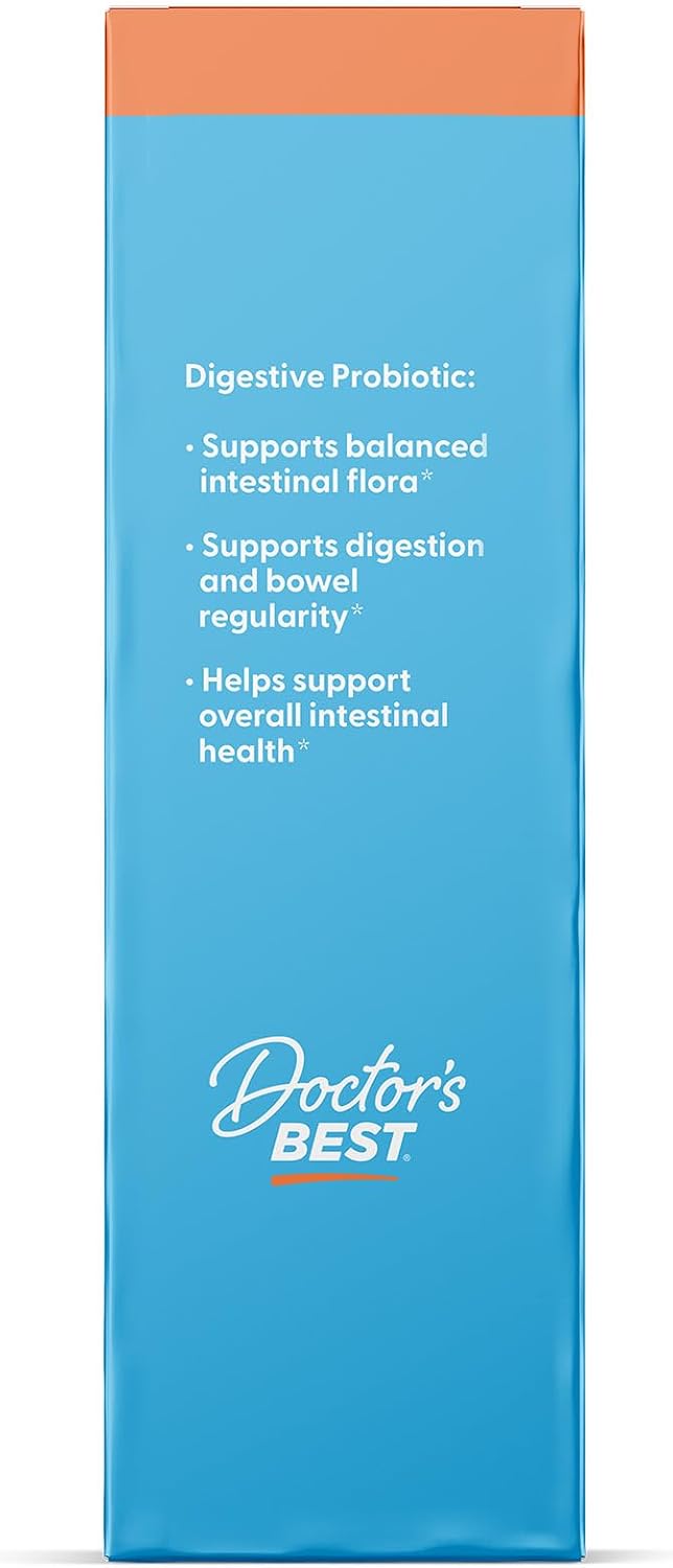 Doctor's Best Digestive Probiotic Capsules for Women & Men - Probiotics Supplement for Digestive Health, Supports Gut Health & Balanced Flora