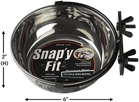 MidWest Homes for Pets Snap'y Fit Stainless Steel Food or Water Bowl, Holds 1 Quart, Mounts to Wire Crates, No-Tip Design, Rust-Resistant, for Dogs and Cats