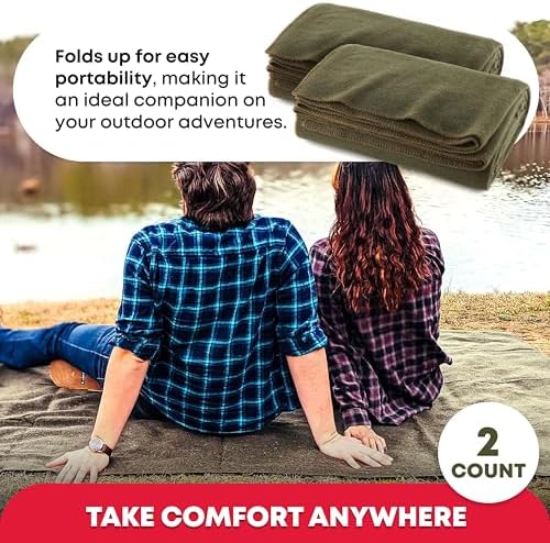 Olive Drab Green Warm Fire Retardant Blanket, 66" x 90" (80% Wool)-US Military Style