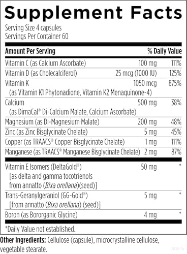 Designs for Health OsteoForce - Premium Bone Support Supplement - Highly Absorbable Nutrients - Calcium Malate, Magnesium, Zinc Bisglycinate Chelate, Vitamins D + K - Non-GMO, Soy Free (240 Capsules)
