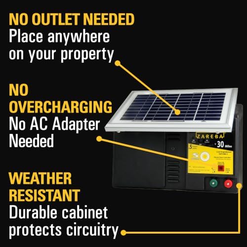 Zareba ESP30M-Z 30-Mile Solar-Powered Low-Impedance Electric Fence Charger