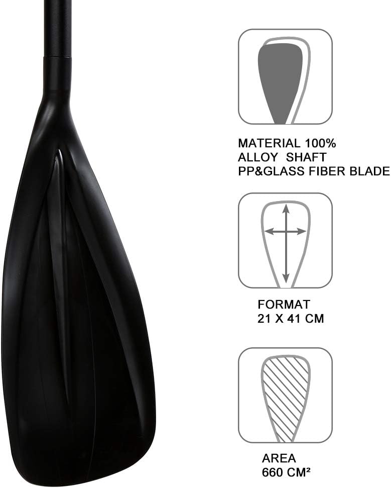 Karltion SUP Paddle - 3-Piece Adjustable Aluminium SUP Paddle with Glass Fiber Blade for Surfing, Floating, Water Sports