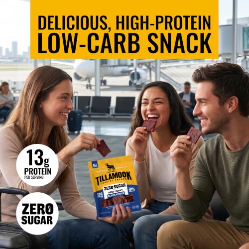 Tillamook Country Smoker Zero Sugar Keto Friendly Beef Jerky, Black Pepper, 2.2 Ounce