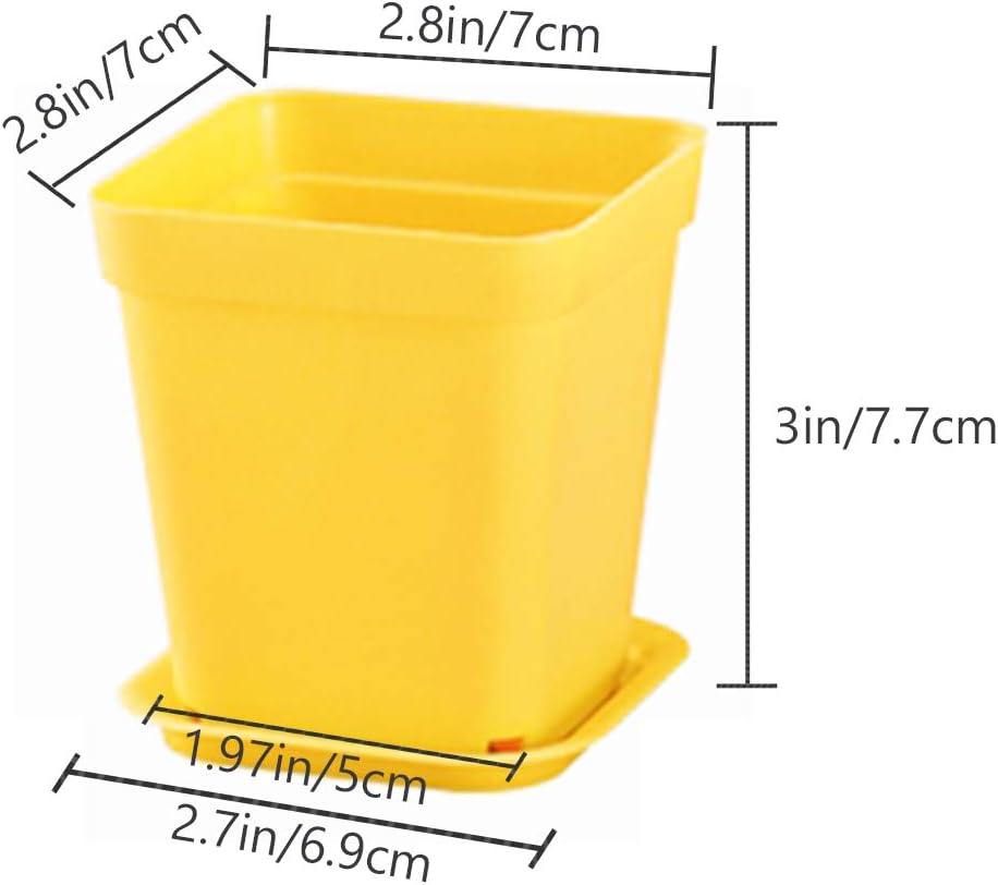 Haawooky 24 Pack Colorful Flower Pots Square Plastic Plant Pots Succulent Planter Nursery Pots with Saucers for Your Room