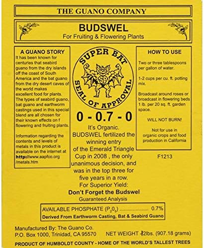 Hydrofarm GUBS128C Super Bat Budswel Organic Hydroponic Liquid Nutrient Solution for Strong Blooms in Garden Soil, Flowers and Plants, 1 Gallon