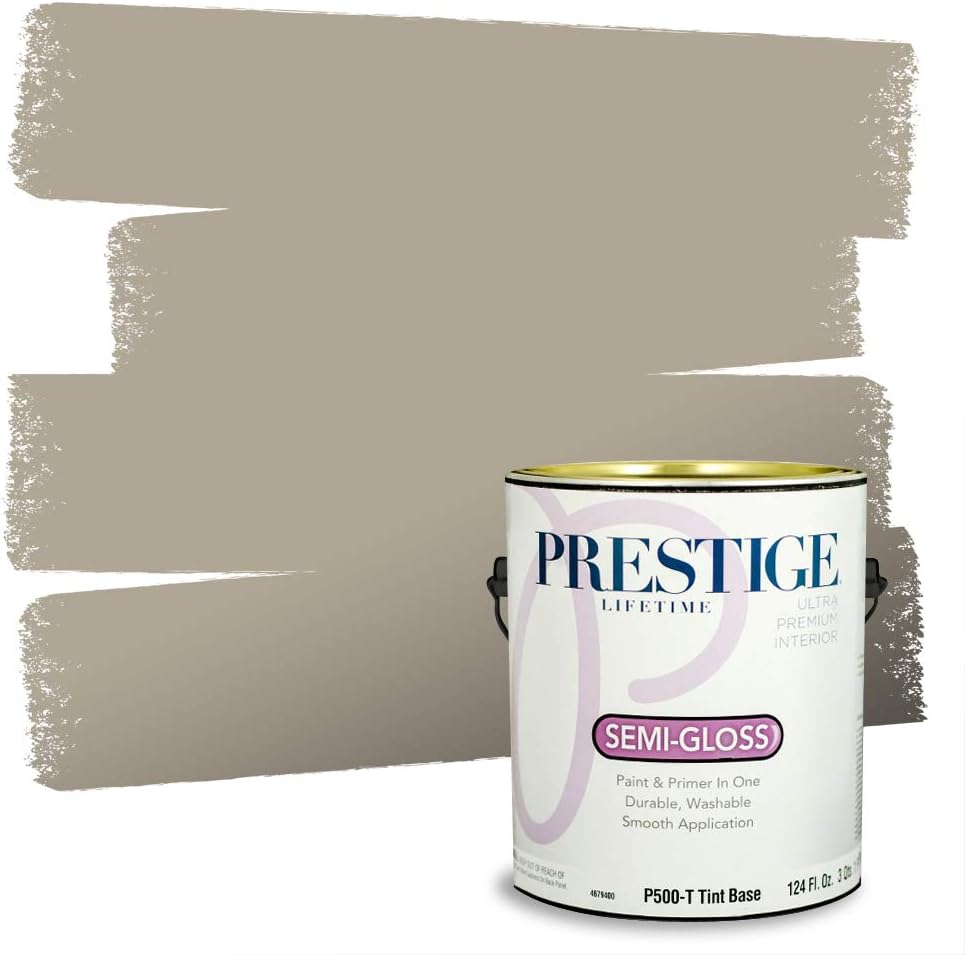 PRESTIGE Paints Exterior Paint and Primer In One, 1-Gallon, Flat, Comparable Match of Sherwin Williams* Grizzle Gray*