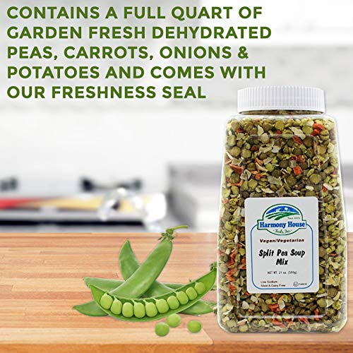 Harmony House Foods Split Pea Soup Mix - Air Dried Vegetables, Vegetarian, Vegan, Non-GMO, Great for Camping, Survival, Hiking, and Backpacking