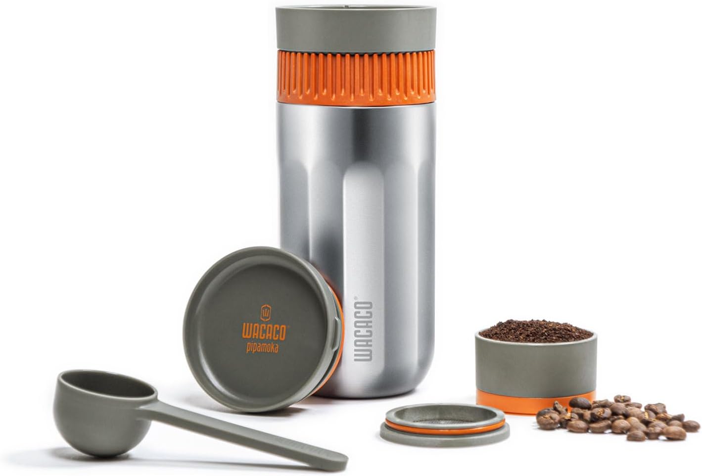 WACACO Pipamoka Portable Coffee Maker, Coffee brewer, All-in-one Vacuum Pressured，Insulated Travel Mug, Hand Powered and Filter Pressure Brewer