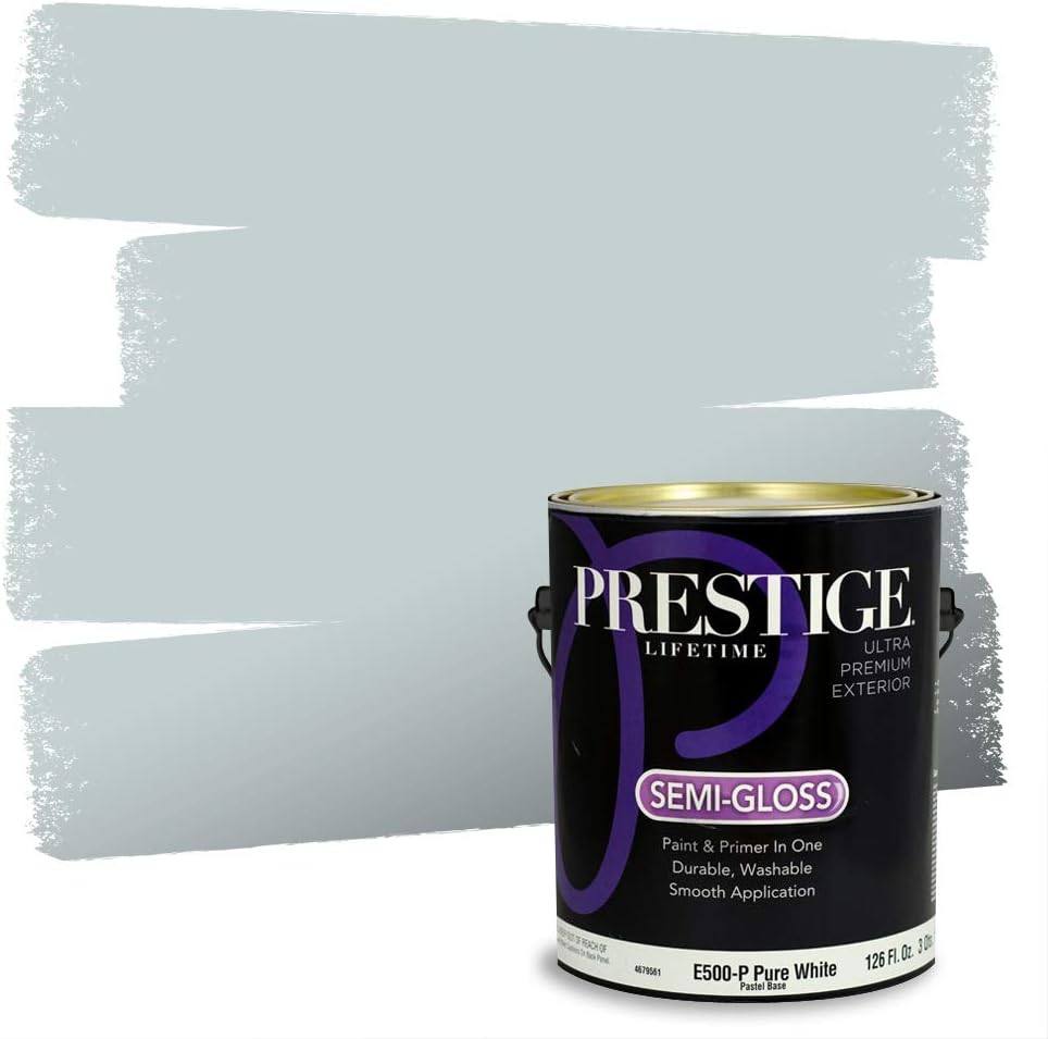 PRESTIGE Paints E100-T-SW6241 Exterior Paint and Primer in One, 1-Gallon, Flat, Comparable Match of Sherwin Williams Aleutian, 1 Gallon, SW18-Aleutian