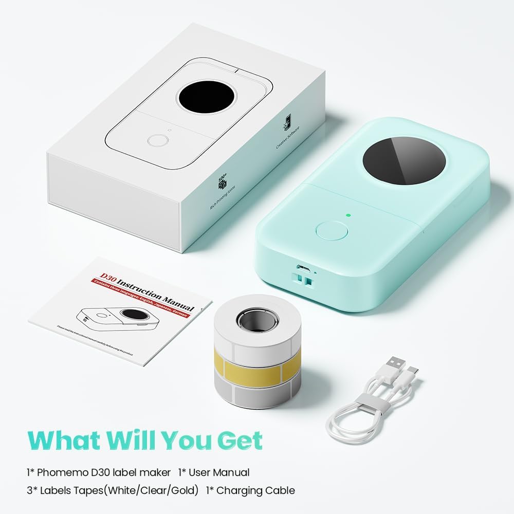 Phomemo Label Maker, D30 Bluetooth Mini Label Maker Machine with Tape