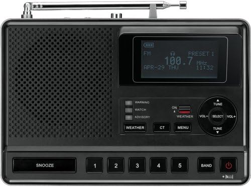 Sangean CL-100 NOAA, S.A.M.E and Public Alert Certified Weather Alert Table-Top Radio with AM/FM-RBDS, and EEPROM Back Up for Preset Stations