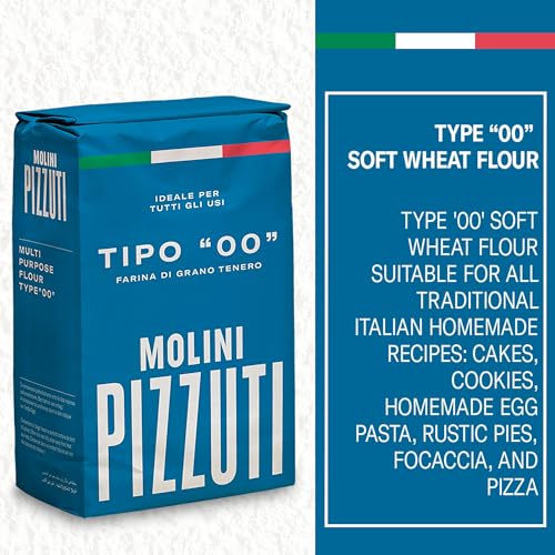 Molini Pizzuti Italian Tipo “00” Soft Wheat Flour – Ultra-Fine – All Natural for Pizza, Bread, Pasta, and Baking, 1 kg (2.2 lbs)