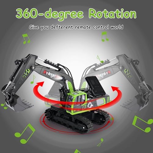kolegend 1:18 Scale RC Excavator Toy with Metal Shovel, 11 Channels Remote Control Construction Truck