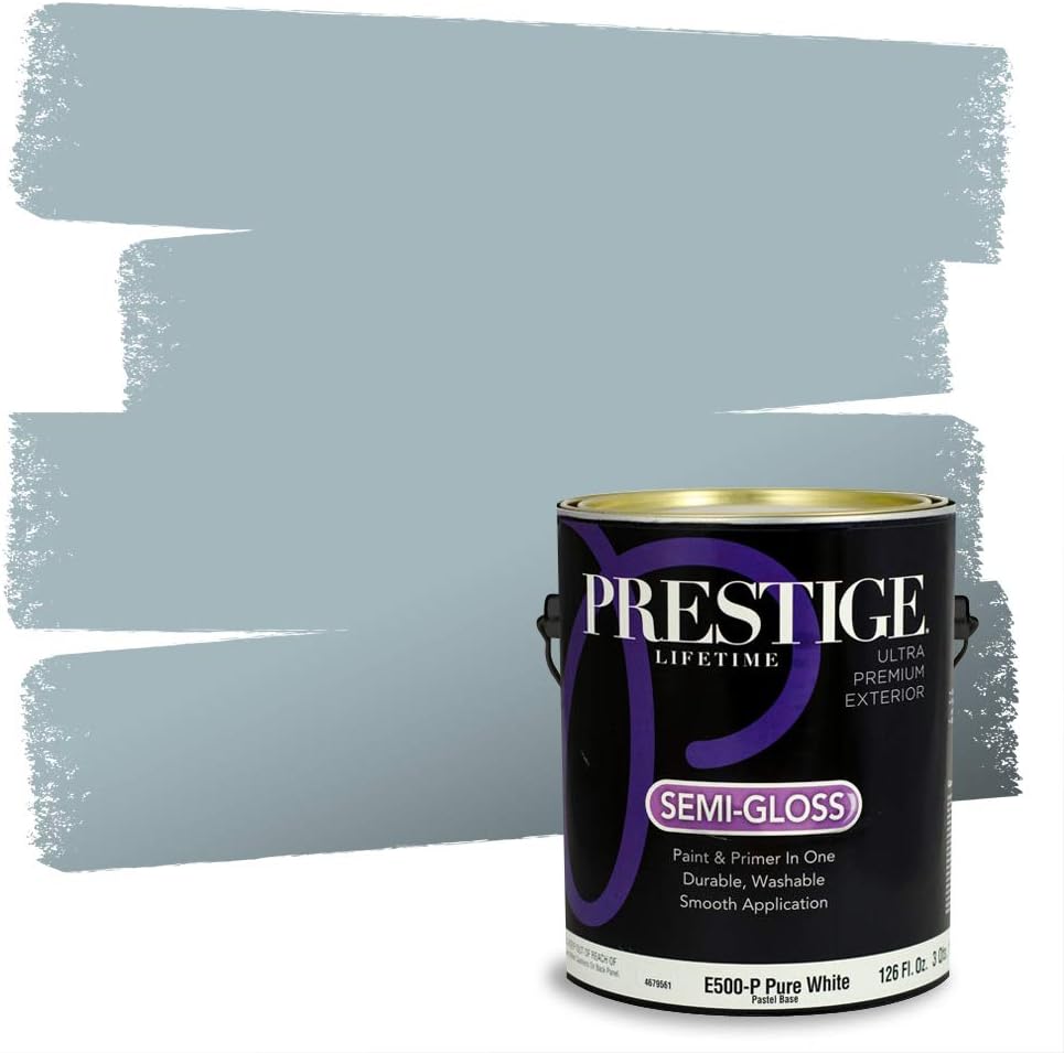 PRESTIGE Paints E100-T-SW6241 Exterior Paint and Primer in One, 1-Gallon, Flat, Comparable Match of Sherwin Williams Aleutian, 1 Gallon, SW18-Aleutian