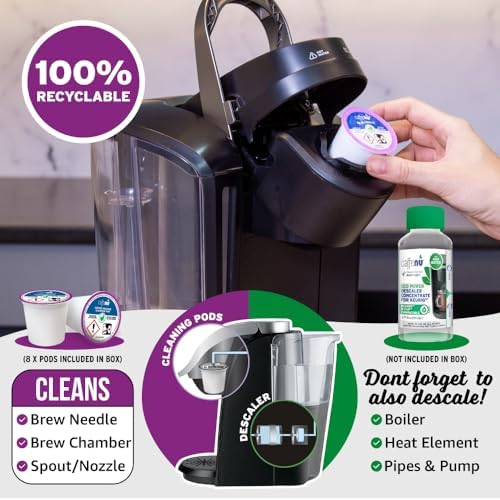 Caffenu Keurig Compatible Cleaning Rinse Pods, 8-Pod Cleaner Kit