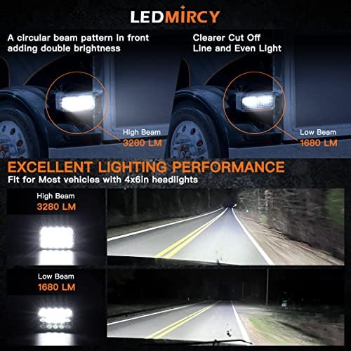 LEDMIRCY 5x7 LED Headlights, H6054 LED Headlights Hi/Lo Sealed Beam 2PCS