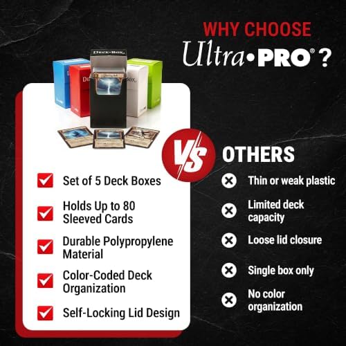 Ultra Pro Multicolor Deck Box – TCG Card Storage Box for Pokemon, Magic The Gathering & YuGiOh – Holds 80 Sleeved Cards