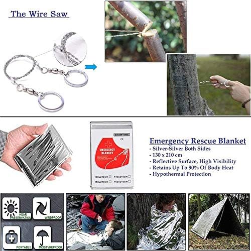 XUANLAN Emergency Survival Kit 13 in 1, Outdoor Survival Gear Tool with Survival Bracelet, Fire Starter, Whistle, Wood Cutter, Water Bottle Clip