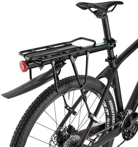 ROCKBROS Rear Bike Rack Quick Release Bike Cargo Rack for Luggage Commuting | Easy to install,heavy duty steel,red reflector,side protection,quick release system,rear back pannier rack with intructions