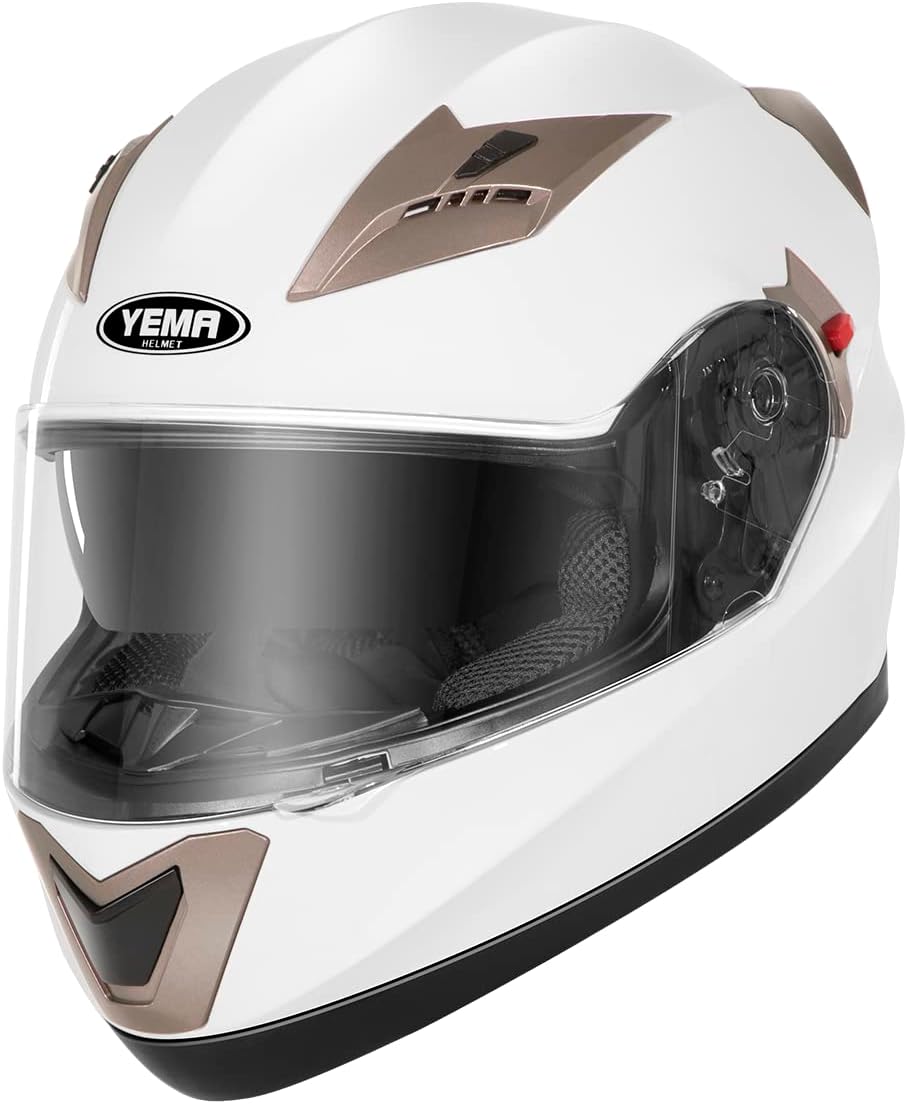 Motorcycle Full Face Helmet DOT Approved - YEMA Helmet YM-829 Motorbike Moped Street Bike Racing Casco Moto Helmet with Sun Visor for Adult,Youth Men and Women