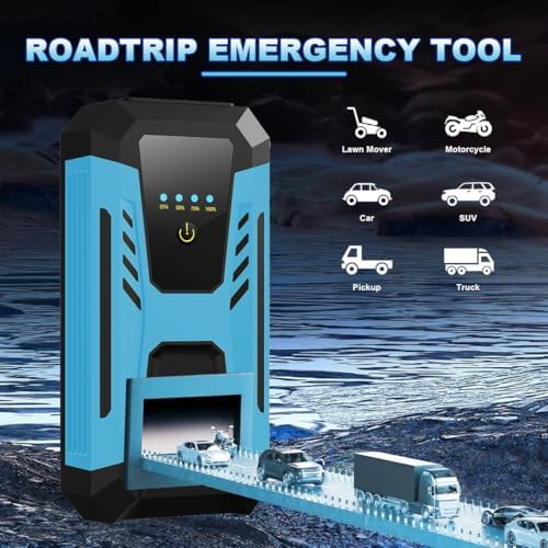 12v Jump Starter for 10.0L Gas/8.0L Diesel, 6000A Peak Car Battery Jumper Starter Portable