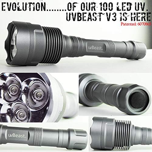 V3 385-395nm Black Light UV Flashlight | High Power Upgraded Triple Broad Band LEDs, For Professional/Commercial Use, USA Stock, Engineered by uvBeast