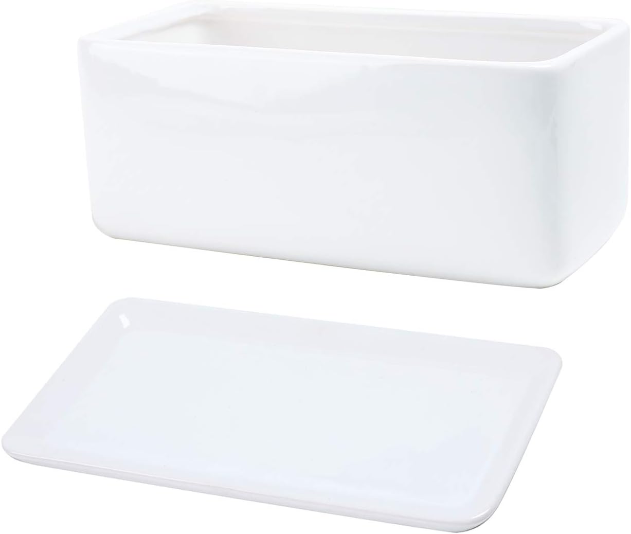 10 inch Rectangular White Ceramic Planter Pot Succulent Cactus Herb Flower Container Window Box Saucer Removable Drip Tray Base Drain Holes Home