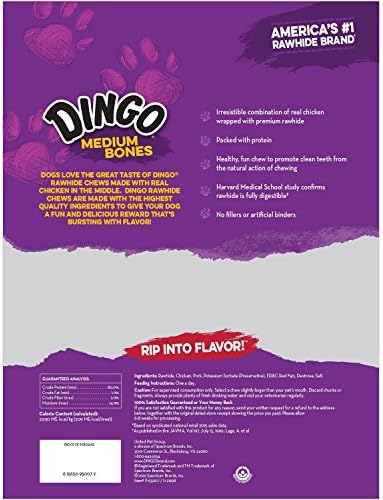 Dingo 156095 Rawhide Bones For Small Dogs, Chicken,White, 6-Count, 8 Ounces