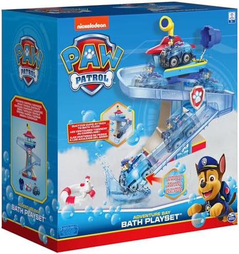 Paw Patrol Adventure Bay Bath Playset with Light-Up Chase Vehicle