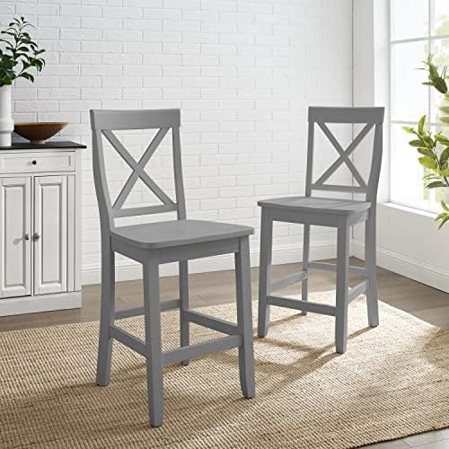 Crosley Furniture X-Back Wood Bar Stools Set of 2, Black, 30-inch