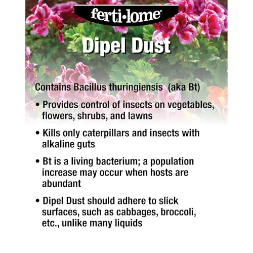 Fertilome (10859) Dipel Dust Biological Insecticide Bt, 4 lb | Bacillus thuringiensis (Bt) OMRI-eligible dust - Controls caterpillars & worms organically - Home gardeners
