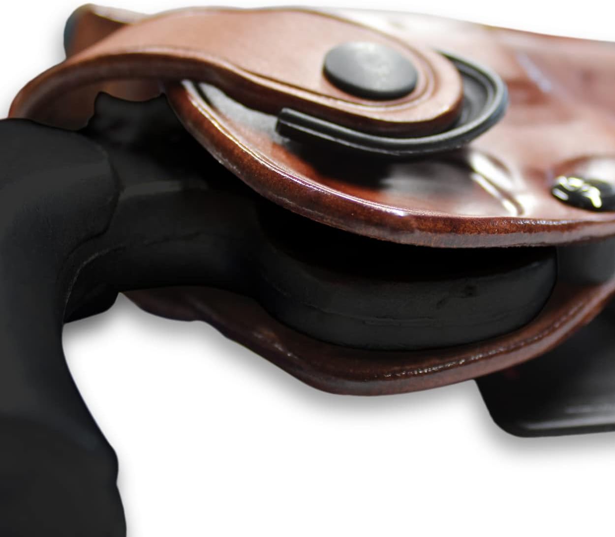 Masc OWB Leather Paddle Revolver Holster with Retention Strap, Fits Python .357 Magnum 6-inch, Right Hand Draw Brown Color #1306#
