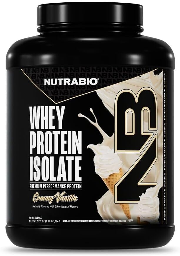 NutraBio 100% Whey Protein Isolate Protein Powder, 25g Protein with Complete Amino Acid Profile, Non-GMO, Soy & Gluten Free, Low Carb, Low Calorie Whey Protein Powder, Raw Unflavored, 20 Servings