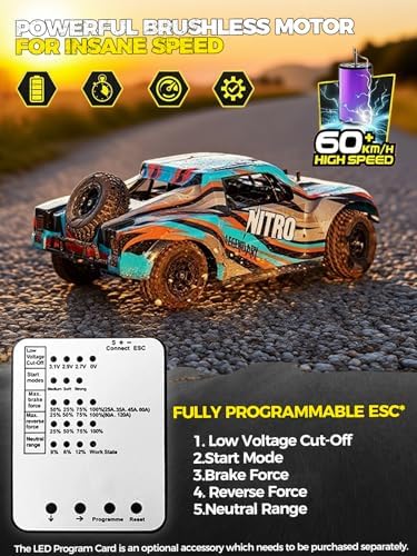 1/8 Scale Brushless RC Cars for Adults，Max 40mph Electric Off-Road Monster Truck