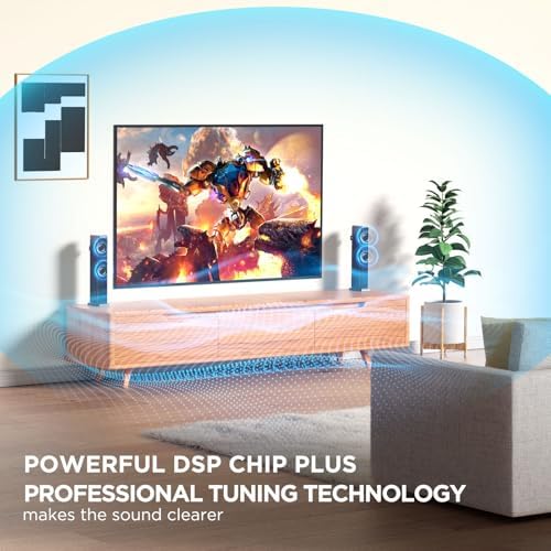 2.0 ch 100W Sound Bar for Smart TV, 2-in-1 Detachable Bluetooth 5.3 Speaker with 3 EQ Modes & Adjustable Bass - Home Theater Audio for Movies, Gaming