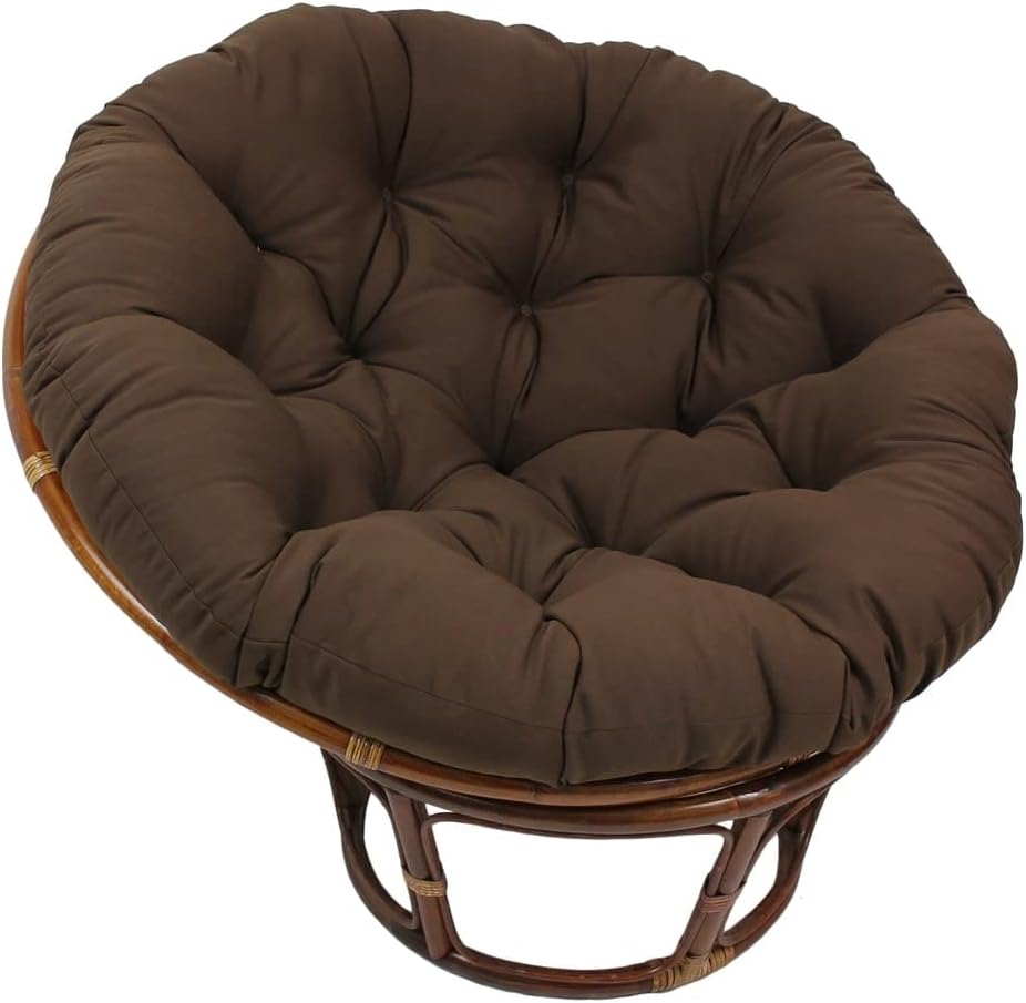 Furniture Piece 42-Inch Rattan Papasan Chair with Solid Twill Cushion