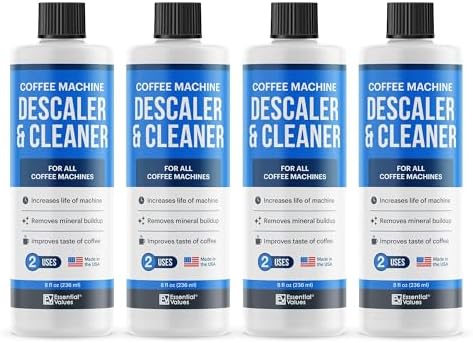 Essential Values Universal Descaling Solution, Made in the USA for Delonghi, Keurig, Breville,Nespresso (2 Uses) Coffee Machine Descaler Cleaner for all Automatic Coffee Makers & Espresso Machines