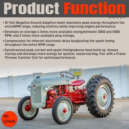1244A Electronic Ignition Conversion Kit Compatible With Ford Tractors 2N 8N 9N 4 Cylinder Series 500 to 800, Side Mount Distributor & 12V Only